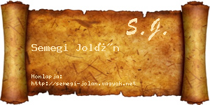 Semegi Jolán névjegykártya